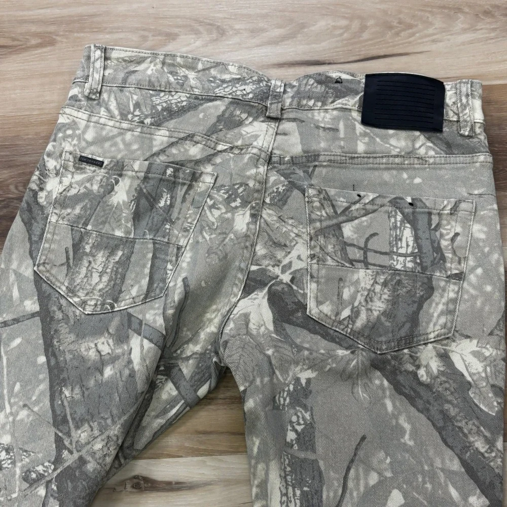 Serenede Fitted Denim Jeans 32 Camo Print Cotton Spandex Slim Gray Streetwear
